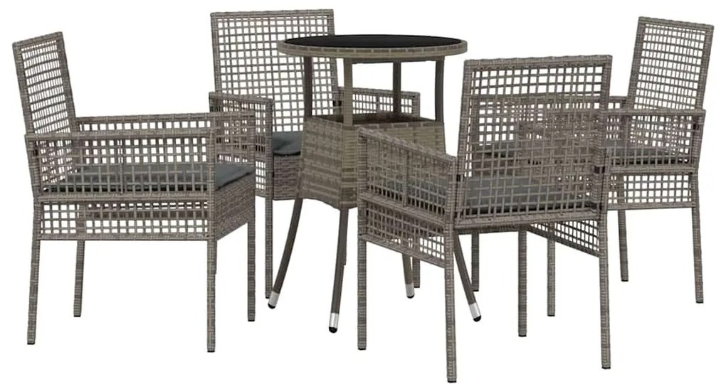 Conjunto de Jantar de Jardim 5 Peças Cinza Polirattan