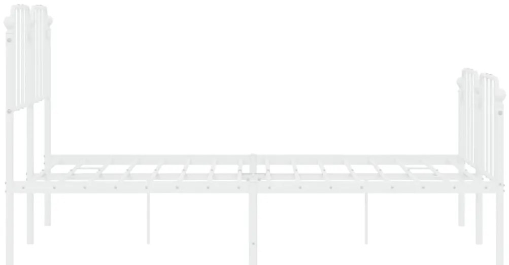 Estrutura de cama com cabeceira e pés 140x190 cm metal branco