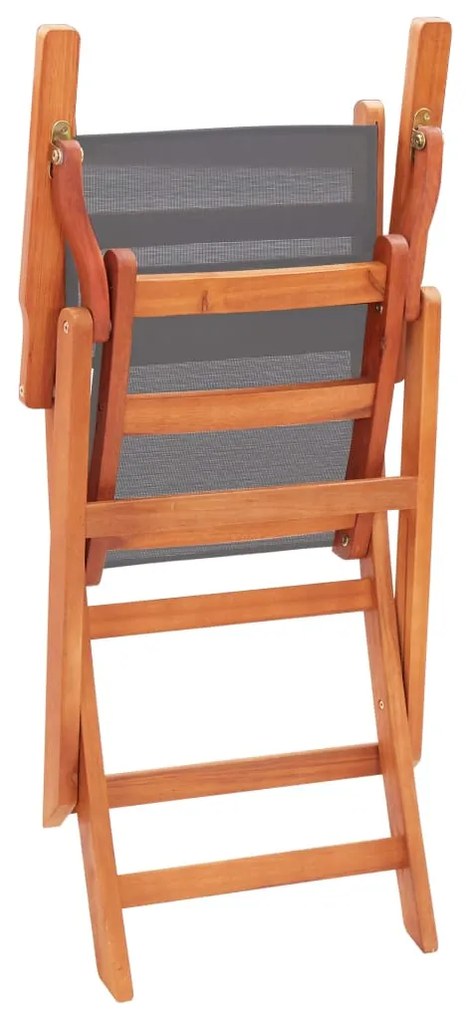 Cadeiras jardim dobráveis 2pcs eucalipto maciço/textilene cinza