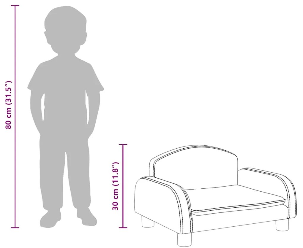 Sofá infantil 50x40x30 cm couro artificial cor creme