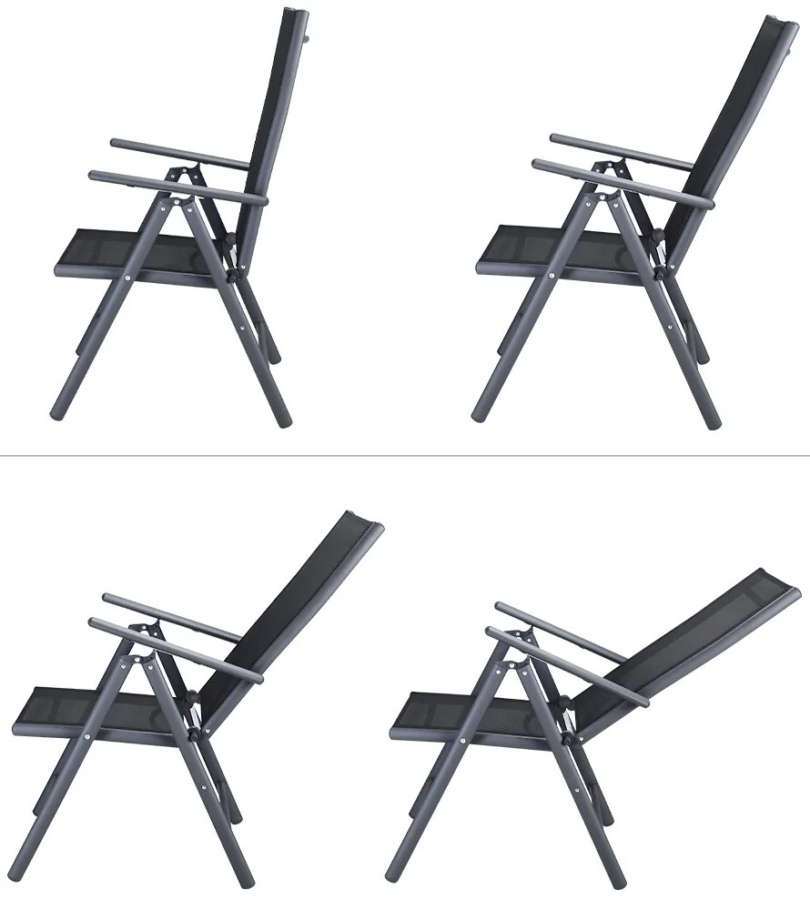Conjunto de jardim Bern, 9 peças com 8 cadeiras e mesa 180 x 90 x 74 cm em alumínio e tampo WPC antracite e preto
