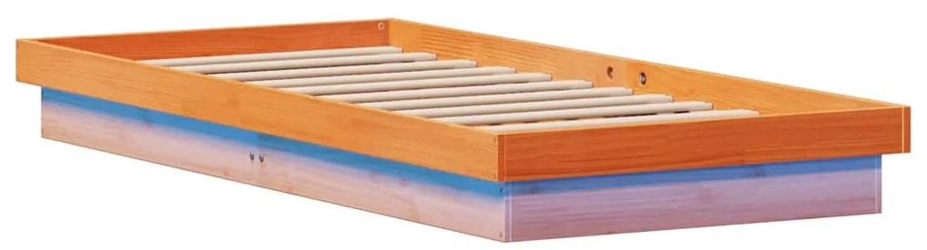 Estrutura de cama c/ LEDs 90x190 cm pinho maciço castanho mel