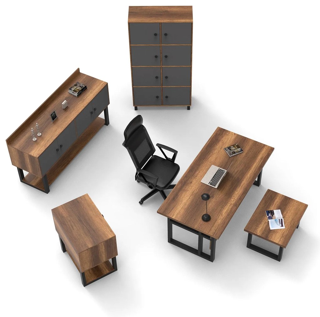 Conjunto de Mobiliário de Escritório MN11 – Barroco Antracite – Divers