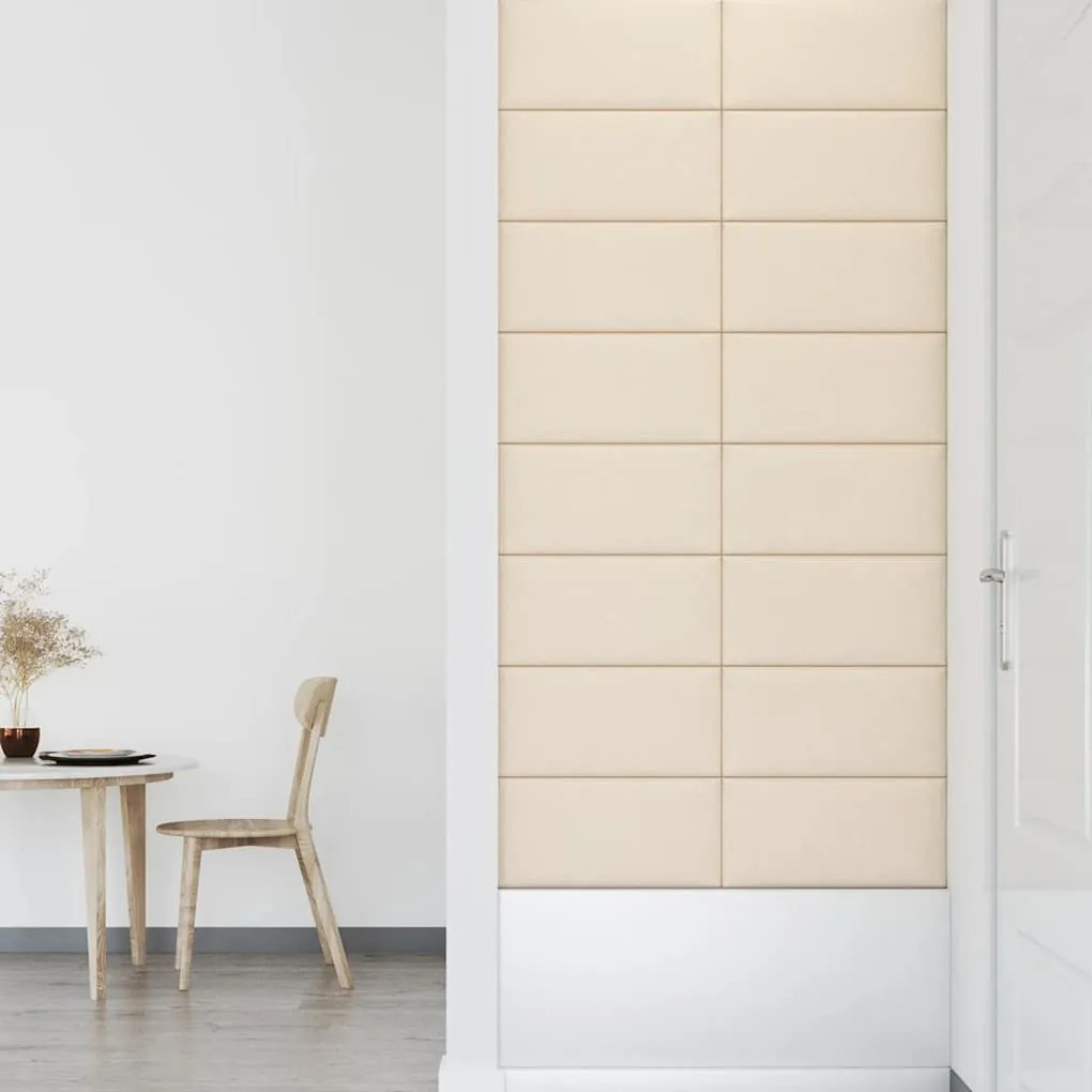 Painel de parede 12 pcs 60x30 cm veludo 2,16 m² creme