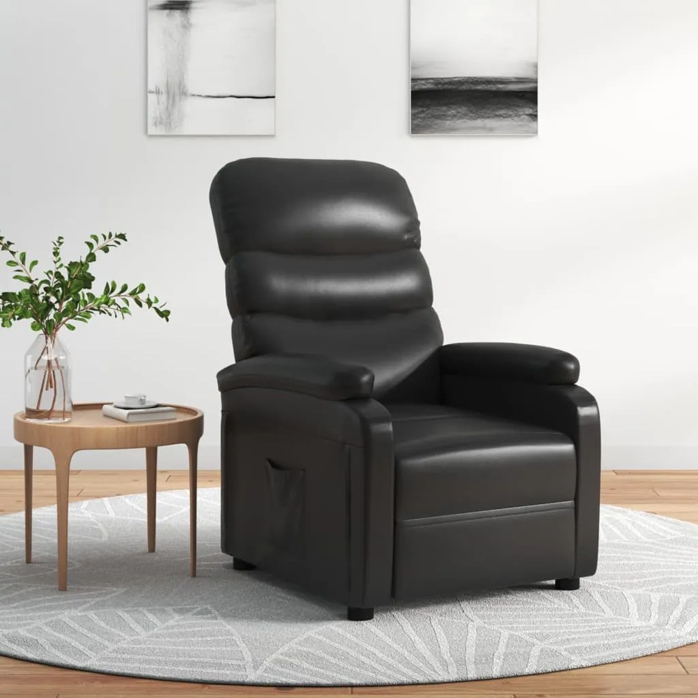 289682 vidaXL Poltrona reclinável couro artificial preto