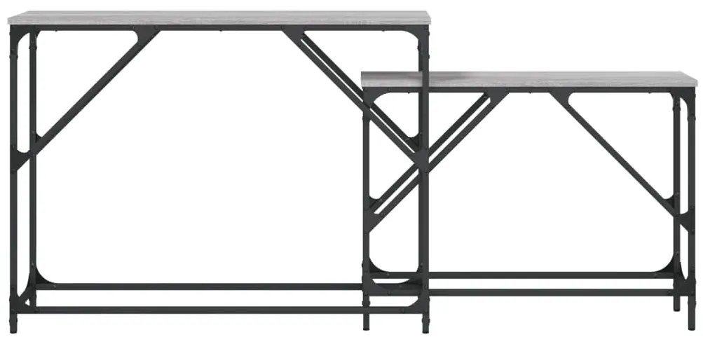 Mesas consola de encastrar 2 pcs deriv. madeira cinzento sonoma