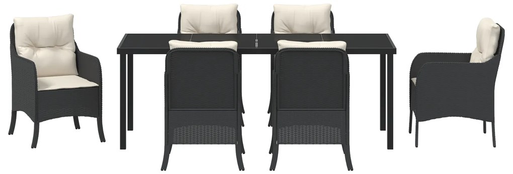 Conjunto de Jantar Jardim com Almofadas Preto Vime PE