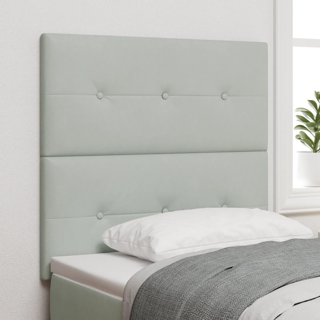 Cabeceira vidaXL Botões Estofada Cinza Claro 90 cm Veludo