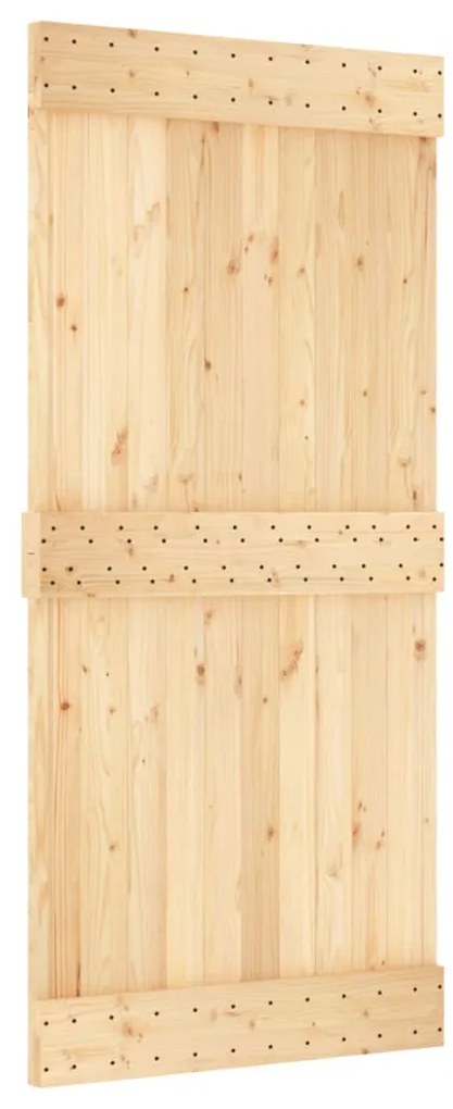 Porta de correr com ferragens 95x210 cm madeira de pinho maciça