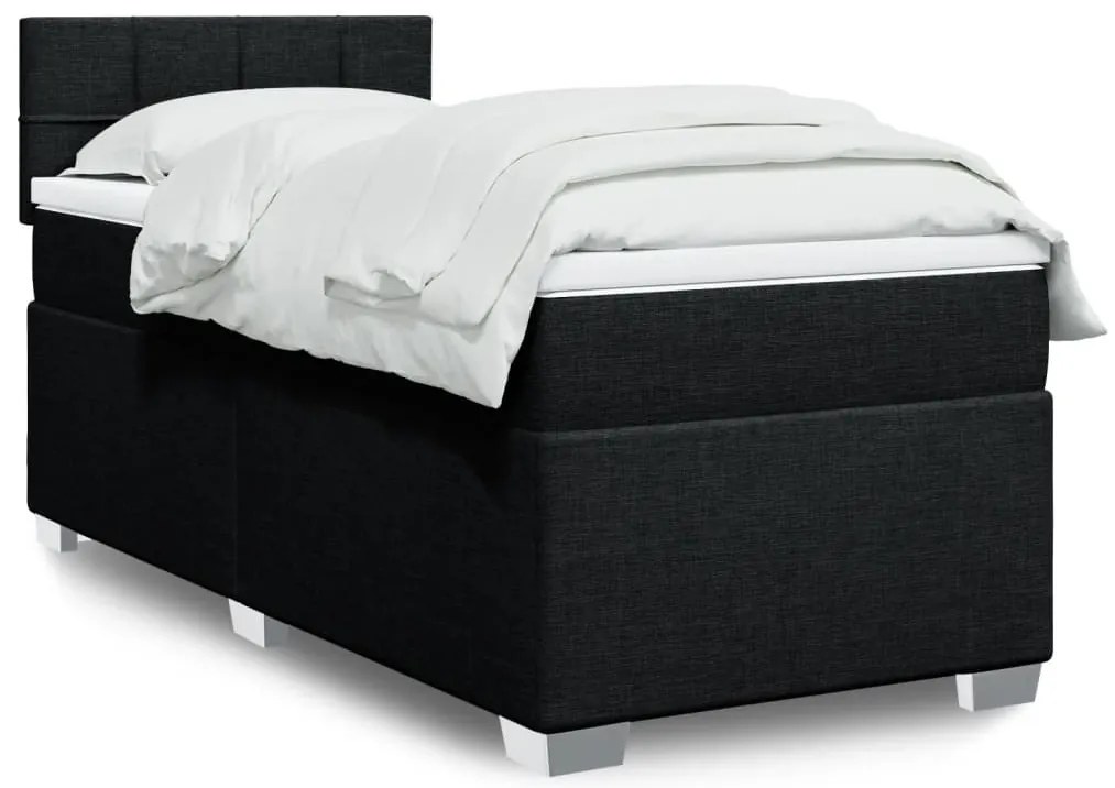 Cama com molas/colchão 90x190 cm tecido preto
