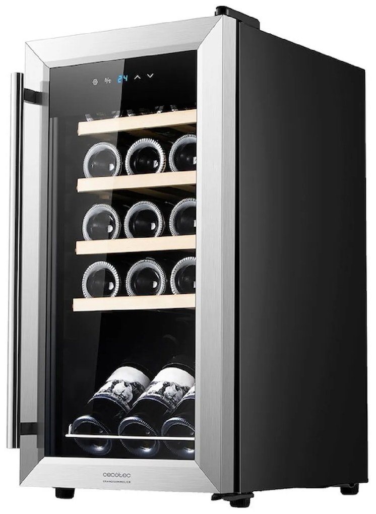 Refrigerador garrafeira de vinho GrandSommelier 15000 Inox Compressor 15 garrafas de capacidade com compressor, que garante um alto rendimento. Temper