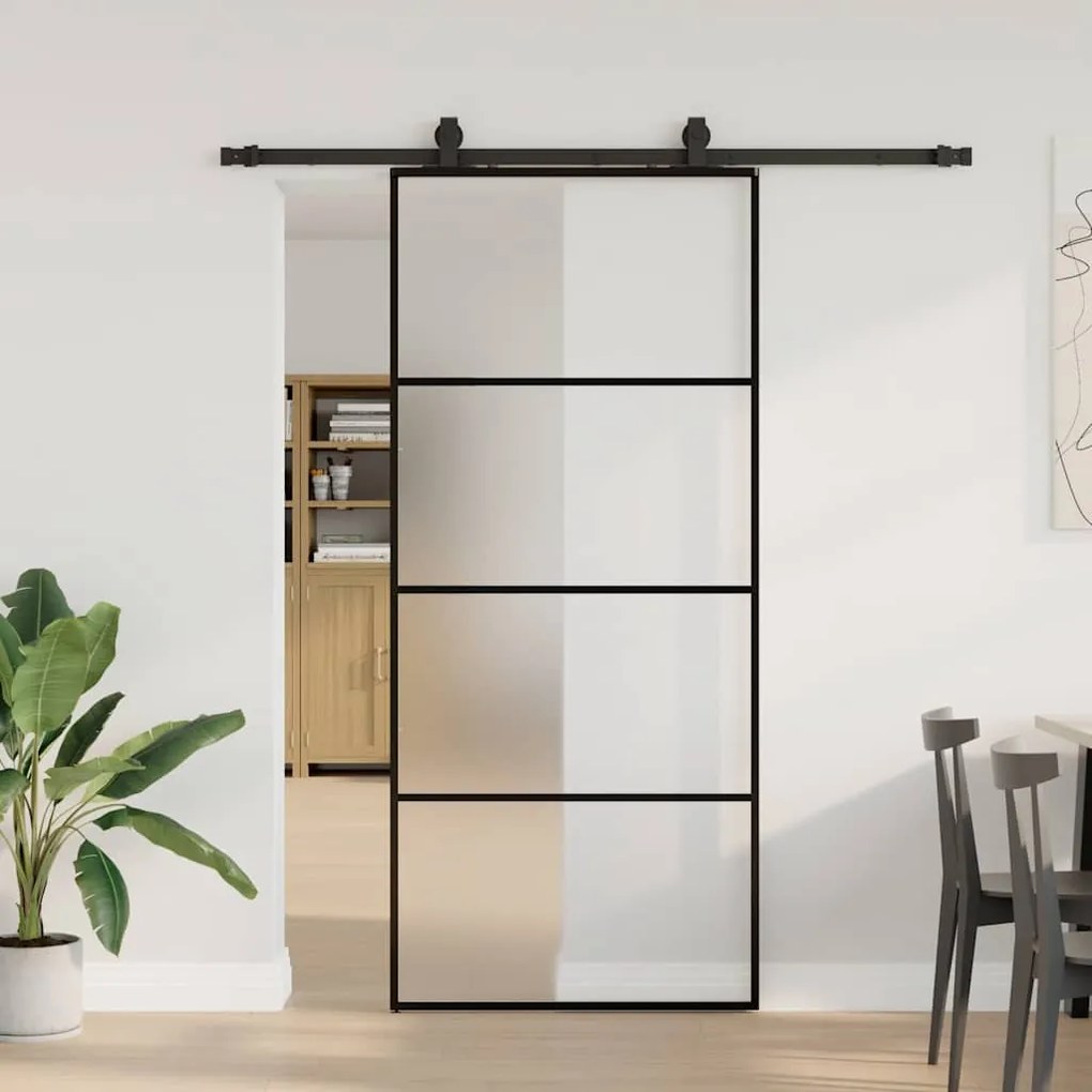 Porta deslizante c/ conj. ferragens 90x205cm vidro ESG preto