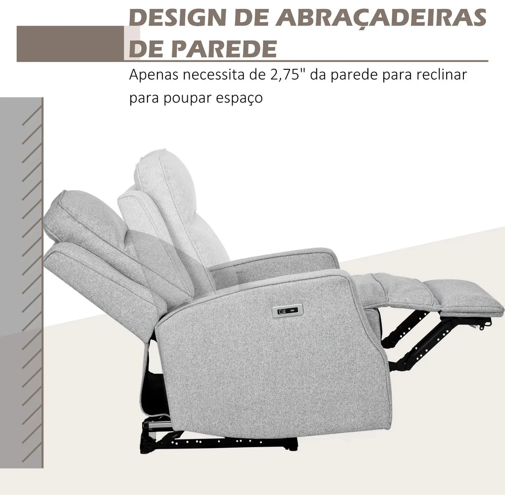 Poltrona Reclinável Elétrica com USB - Poltrona Relax 150° - 84x92x104