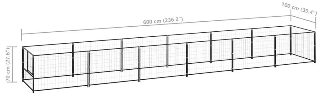 Canil para cães 6 m² aço preto