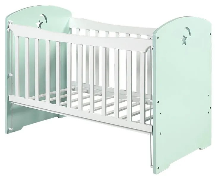 Berço de Bebe Verde Água com Laterais Deslizantes - 60x120 cm - Made I