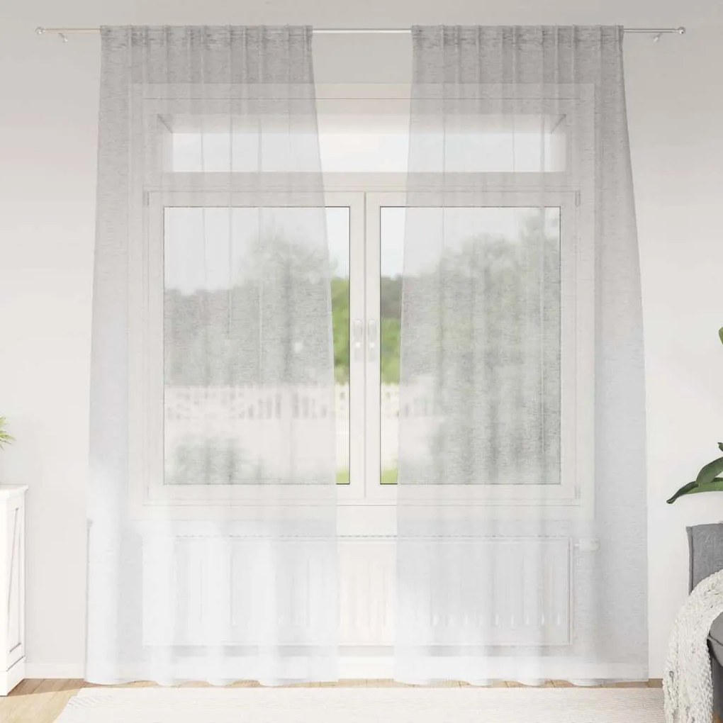 Cortinas 2 pcs Cinzento-claro 140 x 245 cm Poliéster