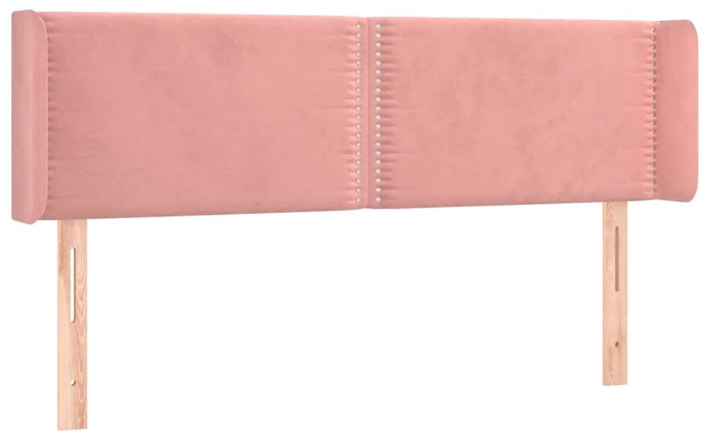 Cabeceira de cama c/ luzes LED veludo 147x16x78/88 cm rosa