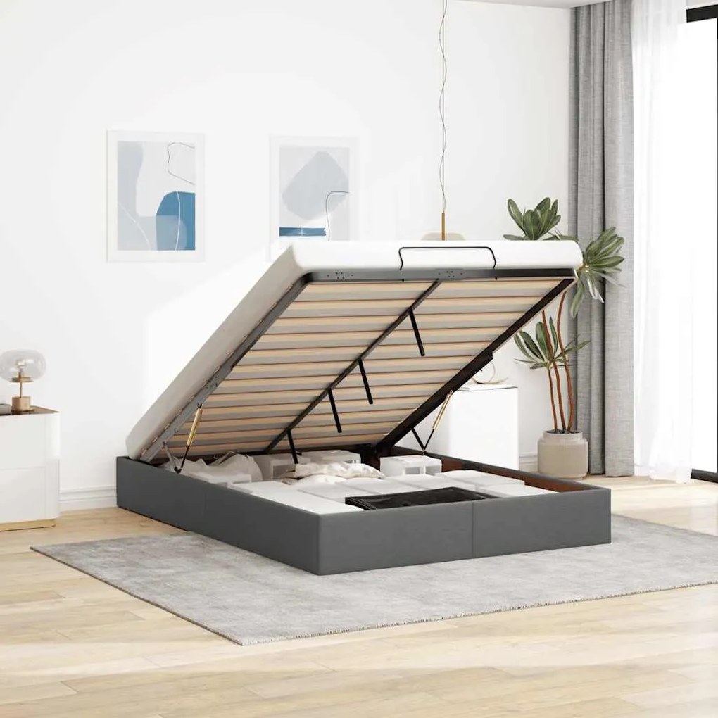 vidaXL Estrutura de cama otomana sem colchão 140x190cm cinzento-escuro