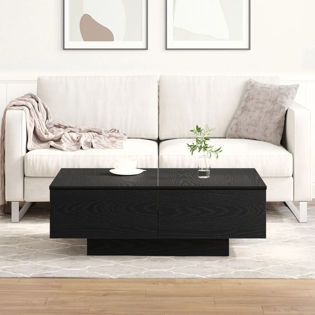 Mesa de Centro vidaXL em Madeira de Carvalho Preto 90x60x31 cm