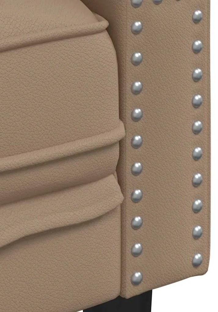 Sofá chesterfield 3 lugares couro artificial cappuccino