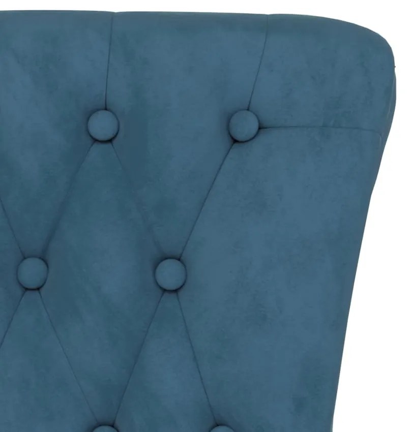 Cadeirão com encosto alto veludo azul design de botões