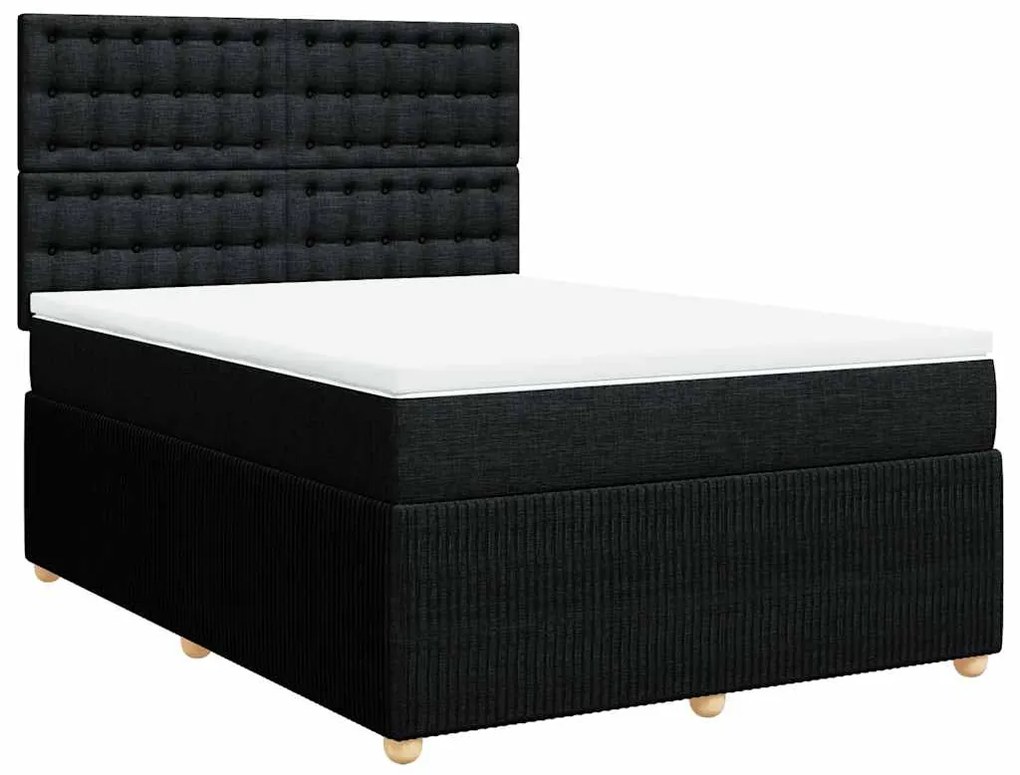 Cama com molas/colchão 140x200 cm tecido preto