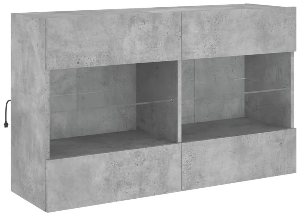 Móvel parede p/ TV c/ luzes LED 98,5x30x60,5 cm cinza cimento