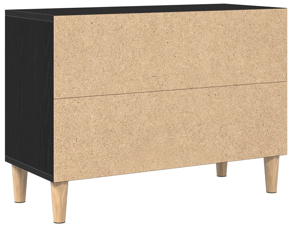 Gabinete de TV Carvalho Preto - 69.5x30x50 cm, Feito de Madeira de Eng