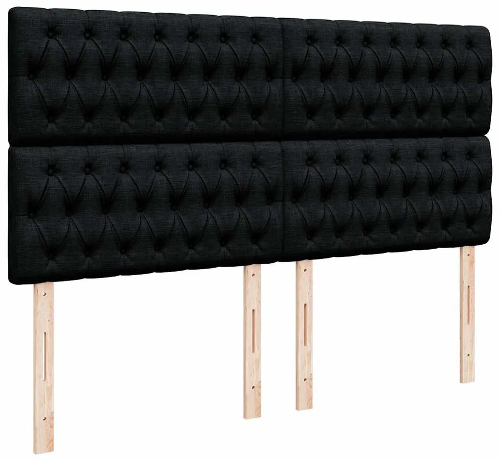 Cama com molas/colchão 200x200 cm tecido preto