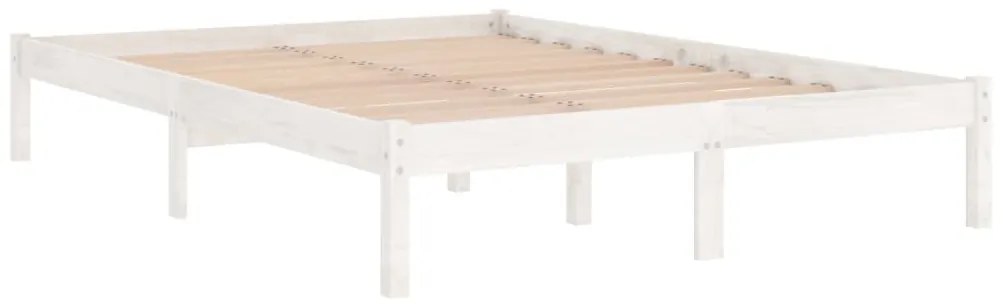 Estrutura de cama dupla 135x190 cm madeira maciça branco