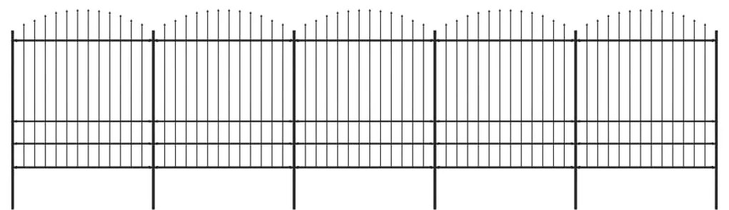 Cerca de jardim com topo em lanças (1,75-2)x8,5 m aço preto