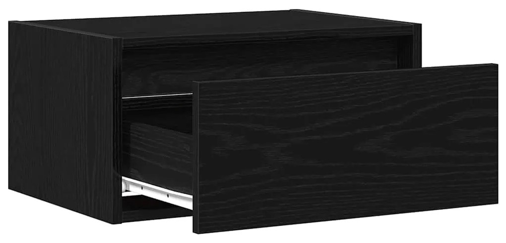 Mesa de cabeceira de parede com luzes LED carvalho preto