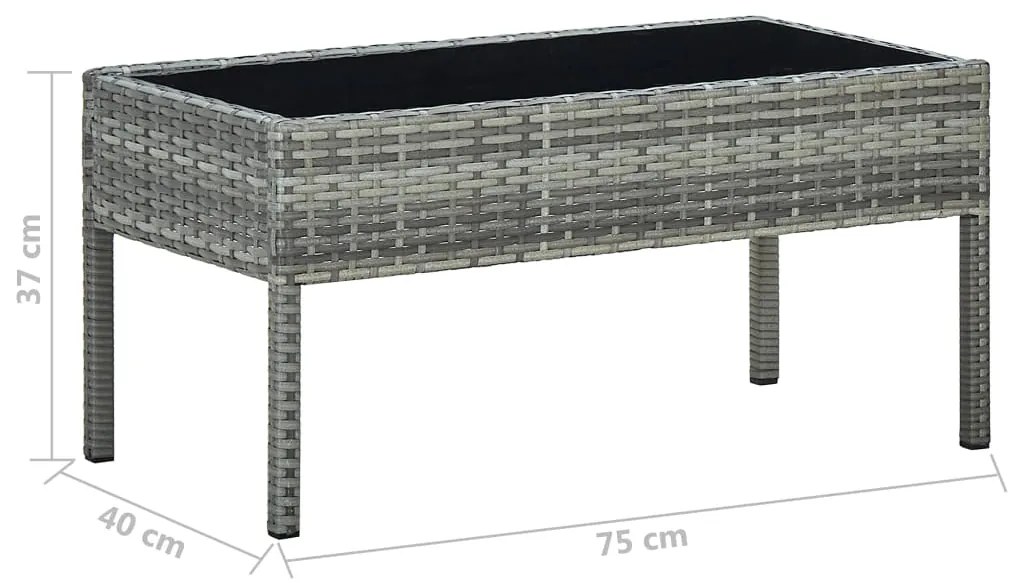 Mesa de jardim 75x40x37 vime PE cinzento