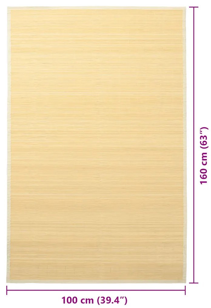 Tapete de bambu 100x160 cm natural