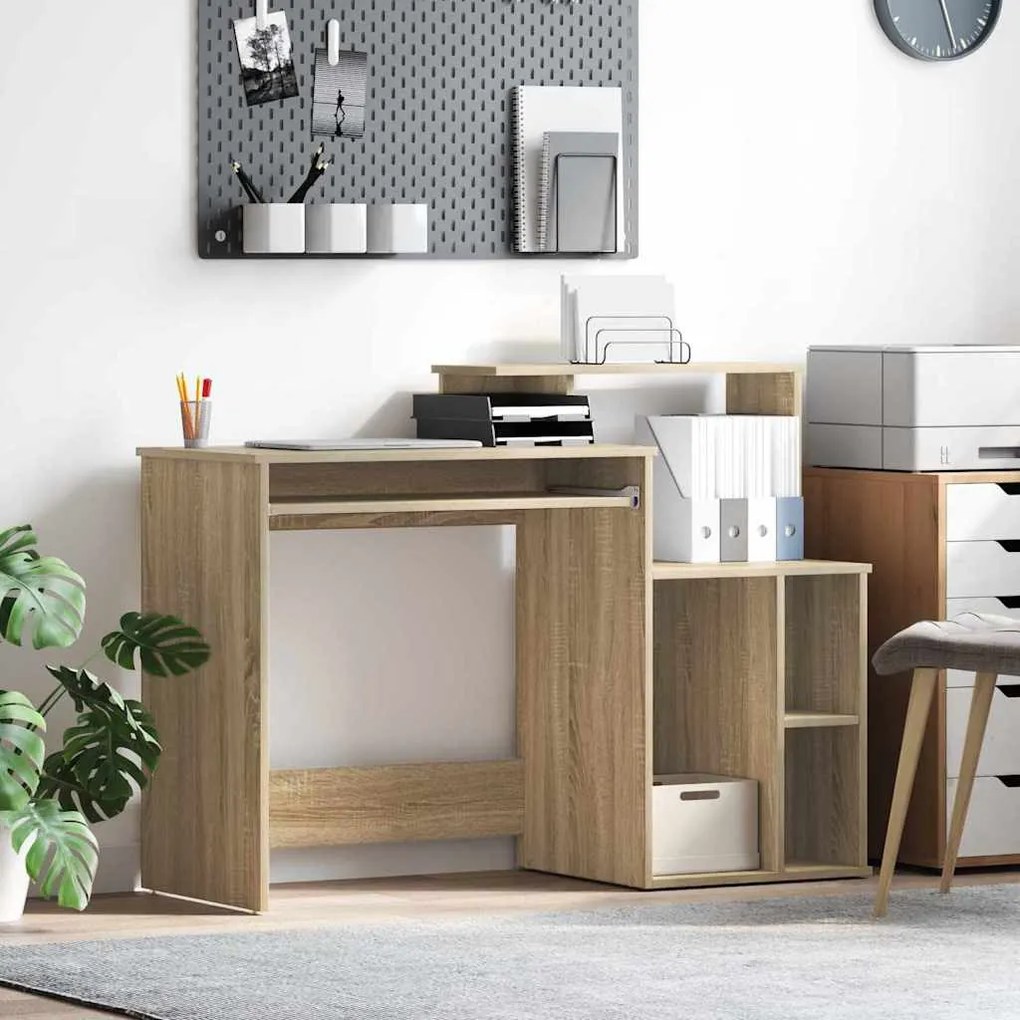 Mesa com Armazenamento Carvalho Sonoma 120.5x44x88.5 cm Madeira Proces