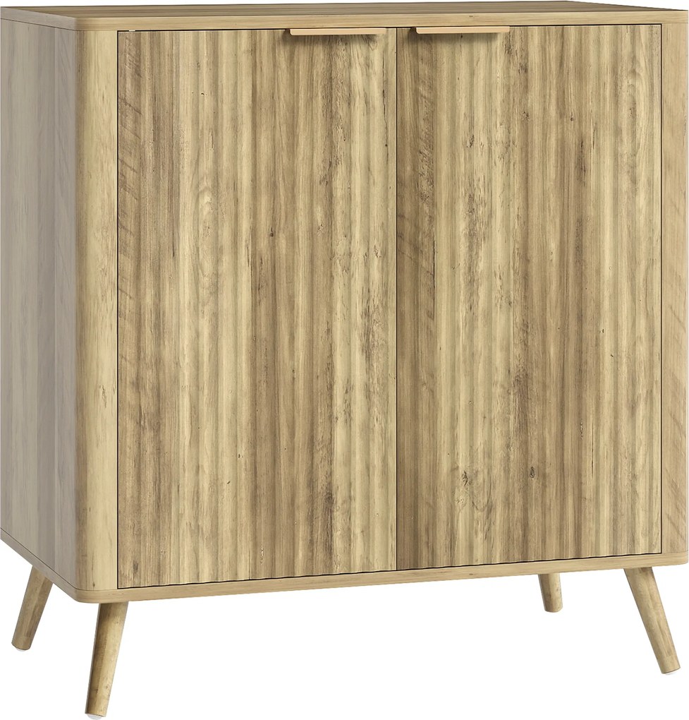 HOMCOM Aparador de Sala Móvel de Arrumação com Armário 2 Portas e Prateleira Ajustável 77x40x81 cm Efeito Madeira | Aosom Portugal