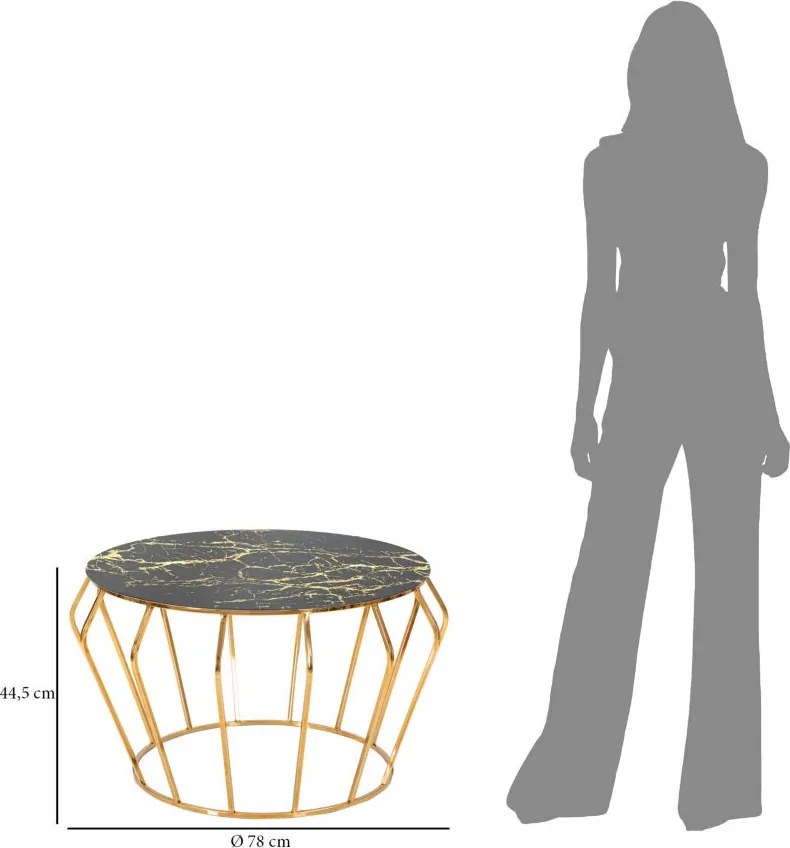 MESA DE CENTRO HISTOR Ø 78X44,5 CM DOURADA E PRETA