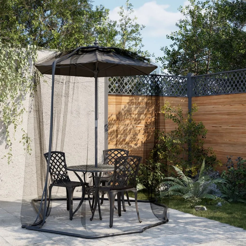 vidaXL Rede mosquiteira para guarda-sol malha 220 Φ330x250 cm preto
