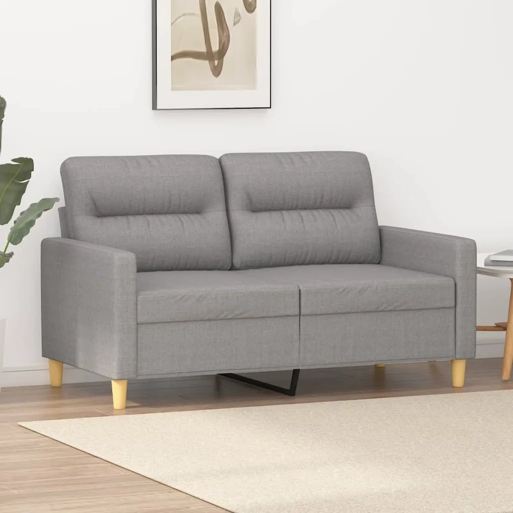 348783 vidaXL Sofá de 2 lugares em tecido 120 cm cinzento-claro