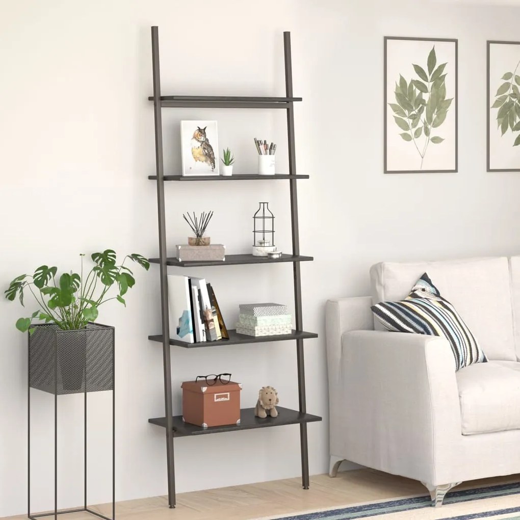 vidaXL Unidade 5 prateleiras inclinada 64x34x185,5 cm preto