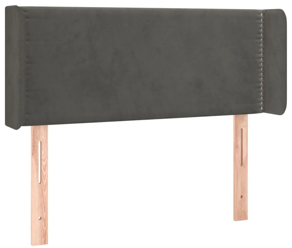 Cabeceira cama c/ luzes LED veludo 103x16x78/88 cm cinza-escuro