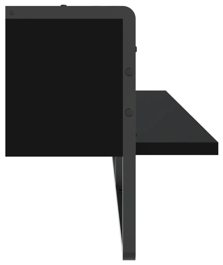 Prateleira de parede com barra 100x25x30 cm preto