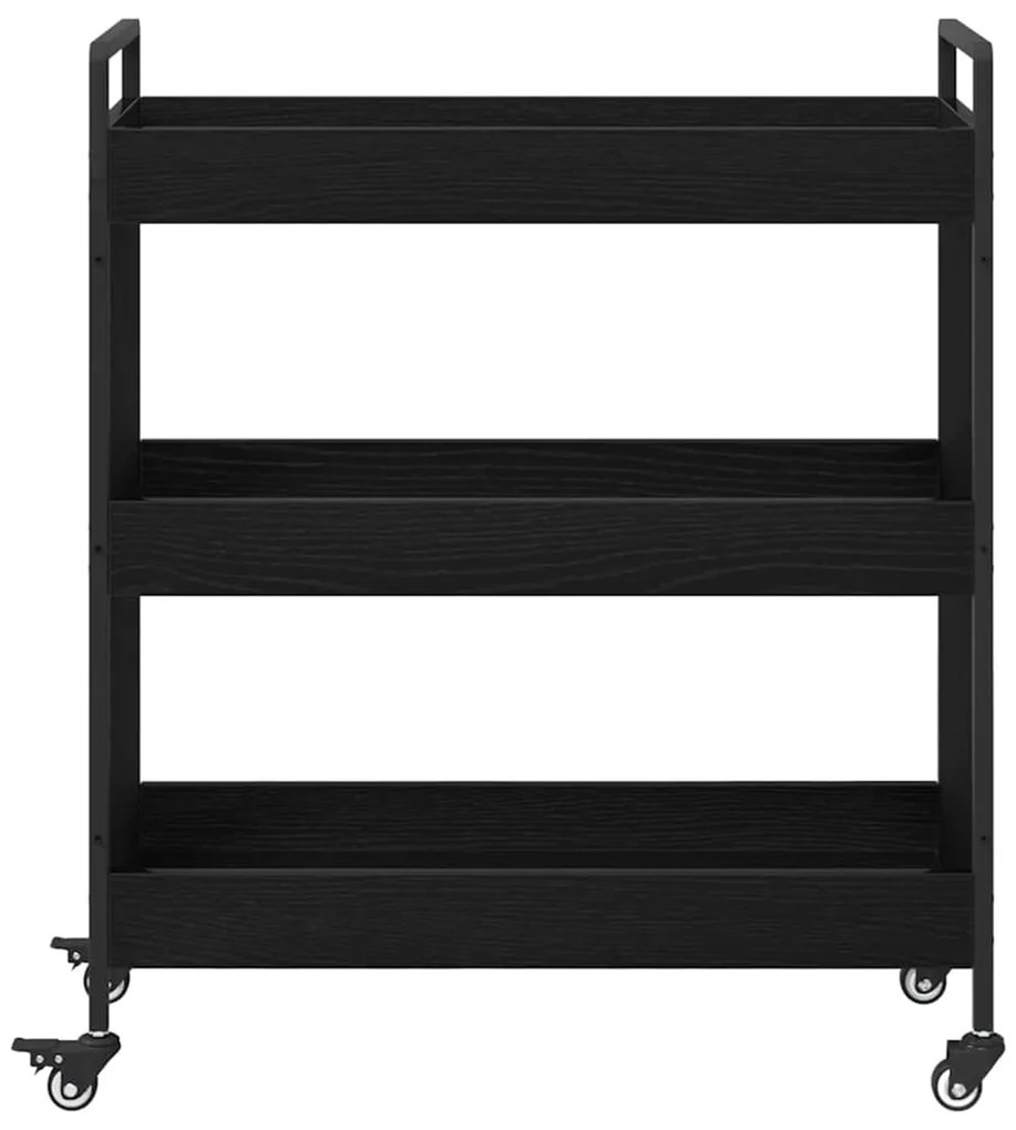 Carrinho de Cozinha Manual Carvalho preto 70 x 30 x 82 cm