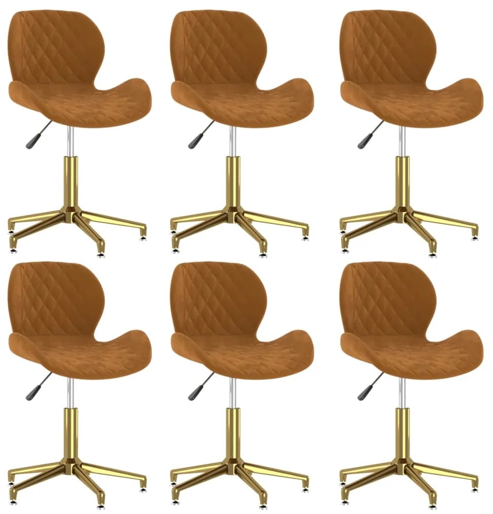 vidaXL Cadeiras de jantar giratórias 6 pcs veludo castanho