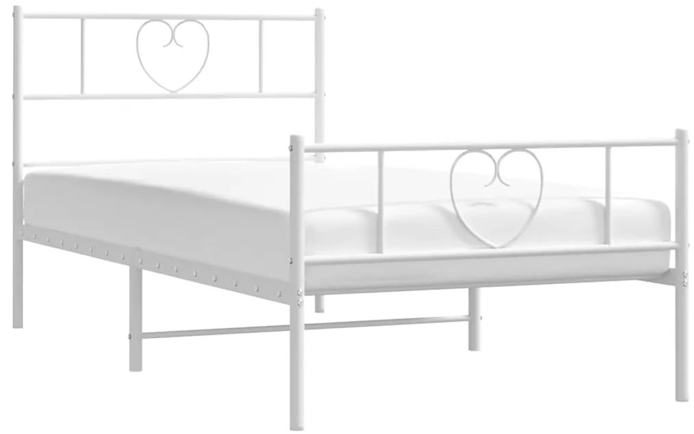 Estrutura de cama com cabeceira e pés 100x200 cm metal branco