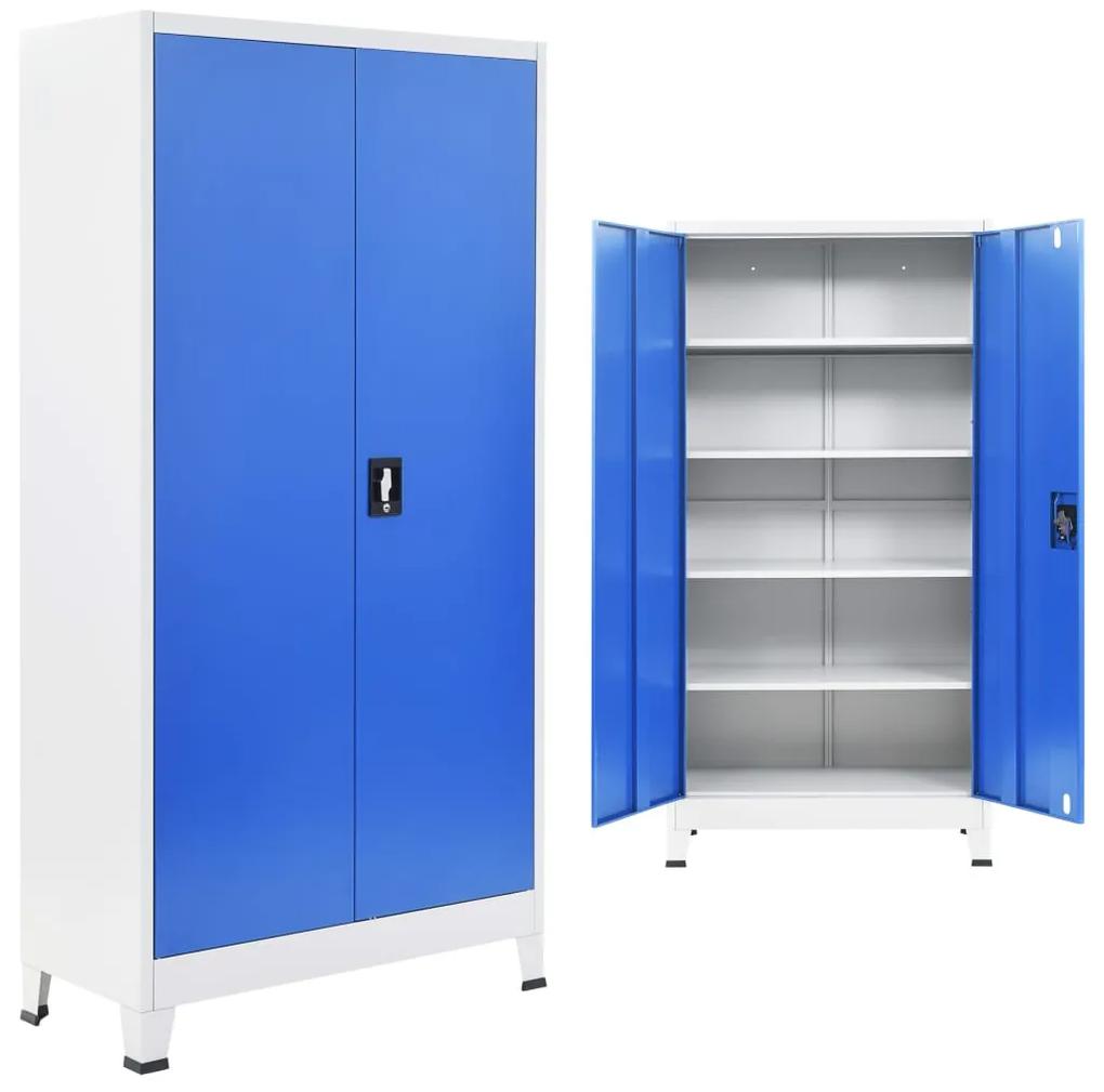 245976 vidaXL Armário de escritório 90x40x180 cm metal cinzento e azul
