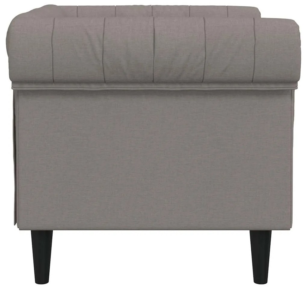Sofá chesterfield tecido cinzento-acastanhado