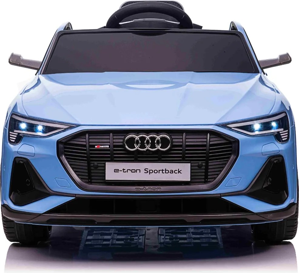 Carro elétrico para crianças Audi E-tron Sportback 12V, comando remoto 2,4 GHz, entrada USB/AUX, suspensão, bateria de lítio, luzes LED, 2 motores de