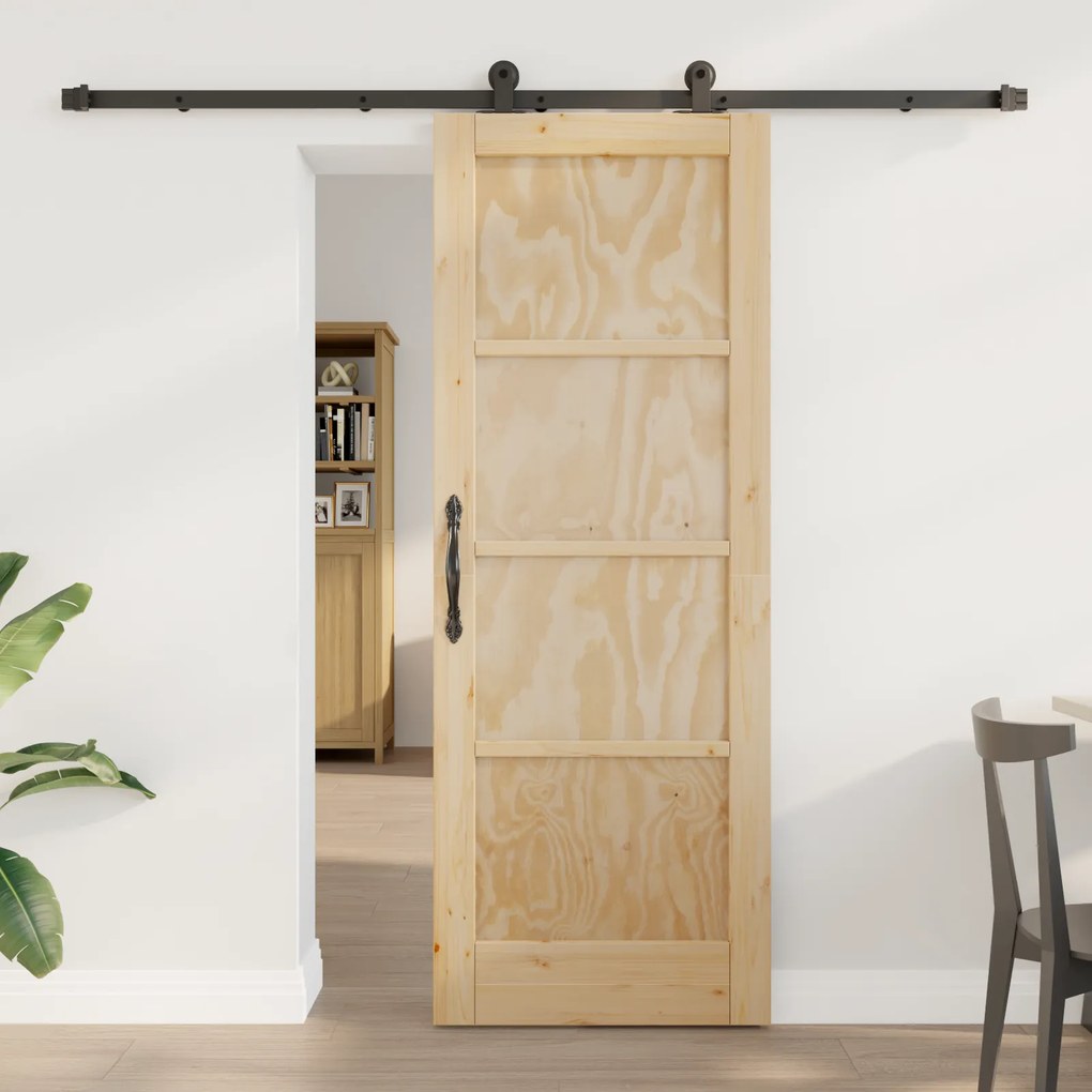 Porta Deslizante vidaXL com Conjunto de Ferragens 'ORKDAL'de Madeira Sólida de Pinus