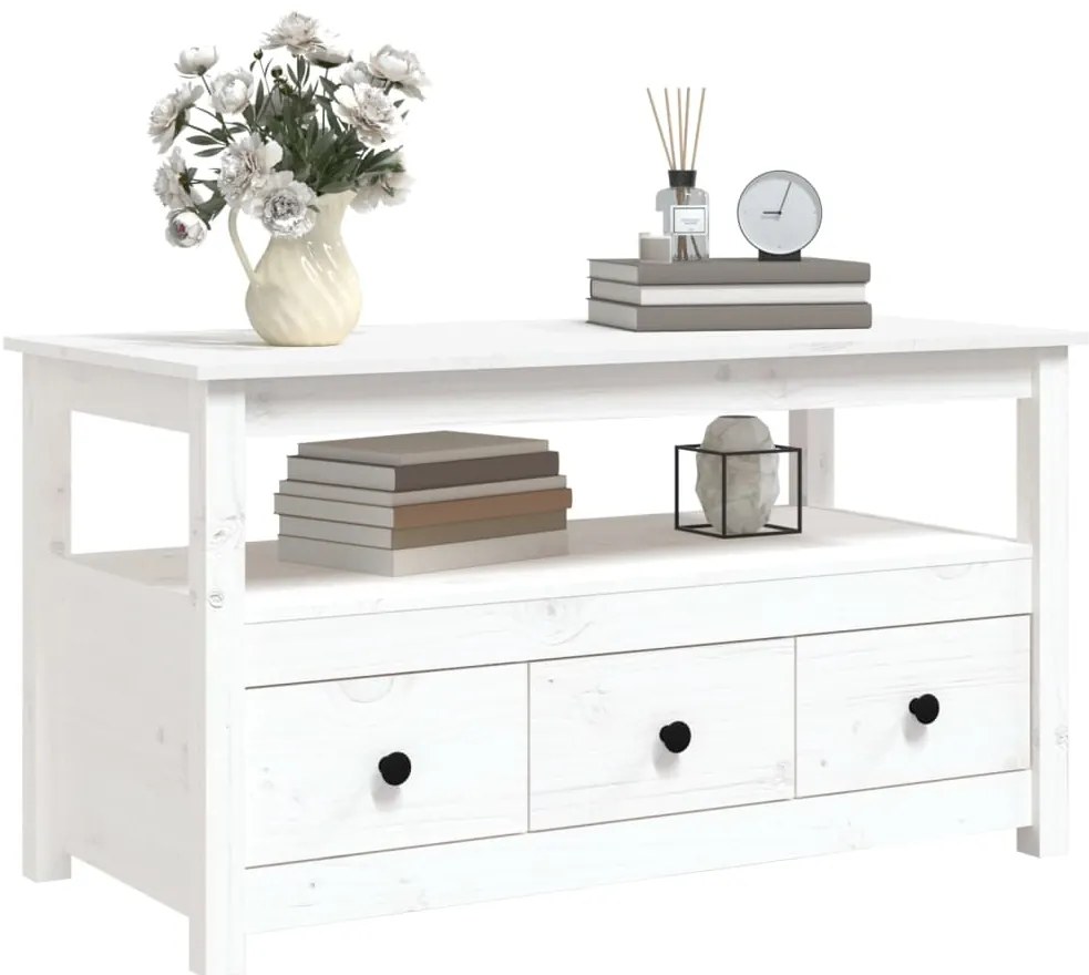 Mesa de centro 102x49x55 cm pinho maciço branco